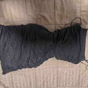 Princess Polly Black Sparkle Strapless Bandeau